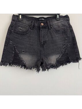 Fashion Nova Distressed Denim High Rise With Ripped Details Shorts Size 9